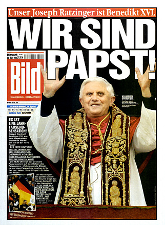 ADC Gold Zeitungsgestaltung: „Bild“-Titel „Wir sind Papst!“, Axel Springer AG