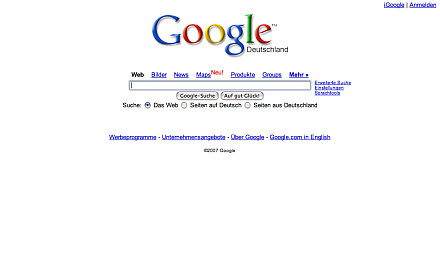 Webauftritt von Google