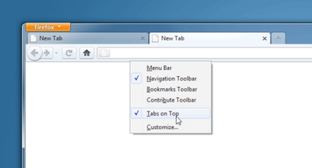 „Tab“-Anordnung unter Firefox 4 Beta