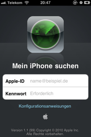 „Mein iPhone suchen“ mit AppleID