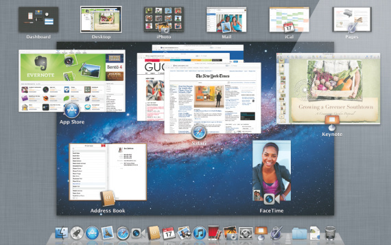 OS X 10.7 Lion: „Mission Control“ (Bildschirmfoto)