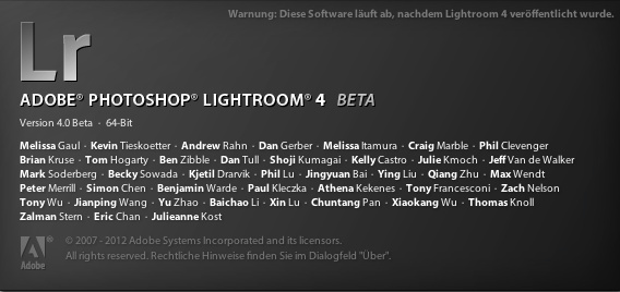 Lightroom 4: Startbildschirm