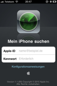 „Mein iPhone suchen“ mit AppleID