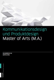 Broschüre zum Masterstudiengang «Kommunikationsdesign und Produktdesign» der FH Aachen (Titel)