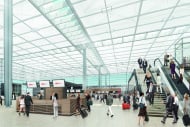 Flughafen BER: Blick in die Haupthalle (Foto/Grafik: gmp Architekten, JSK International / Visualisierung Björn Rolle)