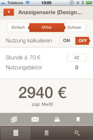 „DesignFee-Calculator“, Berechnung