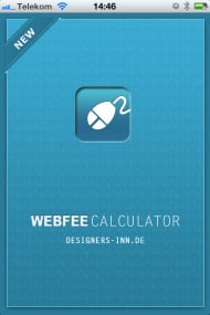 iPhone-Webdesign-Rechner „Web Fee“ (Startbildschirm)