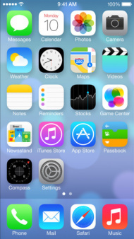 iOS 7: „Home“-Bildschirm (Apple)