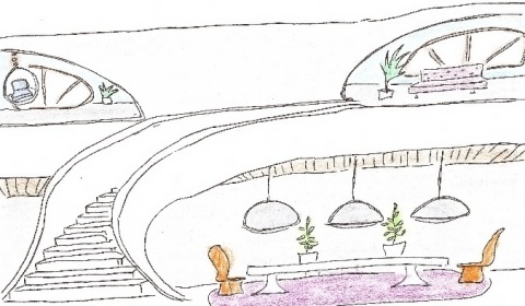 organic house – interior illustration