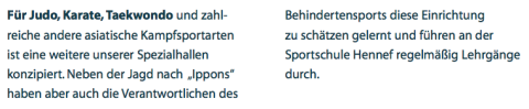 Sportschule Hennef: Broschüre (S. 8) – Text