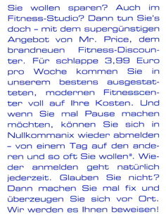 Mr. Price: Anzeige/Flyer (Neueröffnung)- Text
