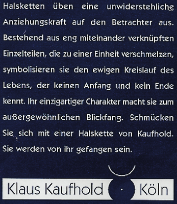 Klaus Kaufhold: Plakat (Kette) – Text