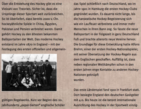Deutscher Hockey-Bund: Imagebroschüre (S. 4) – Text