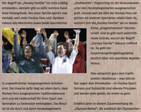 Deutscher Hockey-Bund: Imagebroschüre (S. 8) – Text