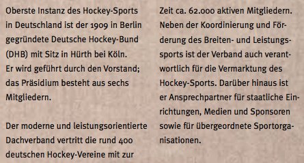 Deutscher Hockey-Bund: Imagebroschüre (S. 9) – Text