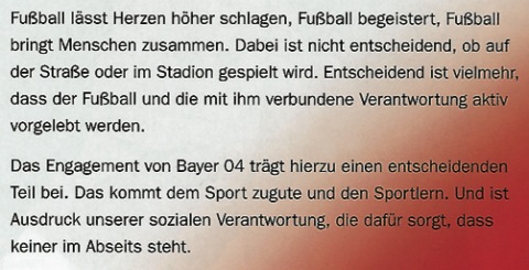 Bayer 04 Leverkusen: 1/1-Anzeige (Verantwortung) – Text