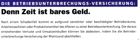 RheinLand Versicherungen: Folder „Europa Police“ (Betriebsvers.) – Introtext