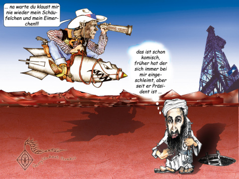 Bush & Osama. Karikatur