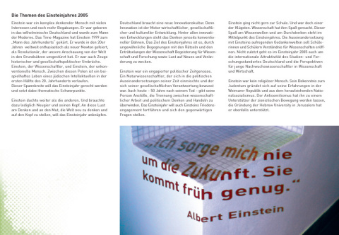 Kunde: Bundesministerium für Bildung und Forschung, Broschüre Einsteinjahr 2005