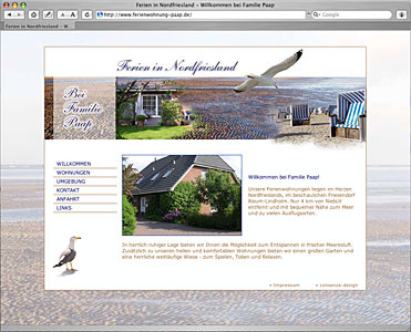 Website für einen Ferienwohnunsvermieter