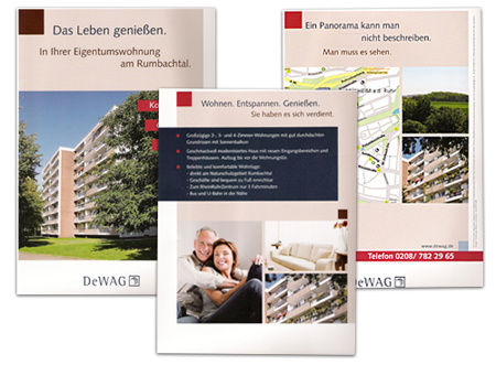 Konzeption, Headlines, Produktclaim für DeWAG GmbH (Immobilien-Branche)