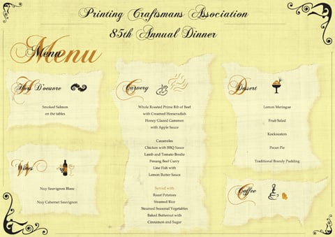 Dinner Menu inside