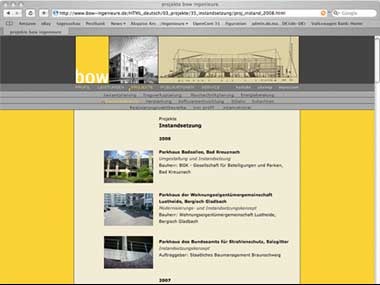Konzeption, Gestaltung und Realisierung der Webpräsenz für ein Architektur- bzw. Ingenieurbüro