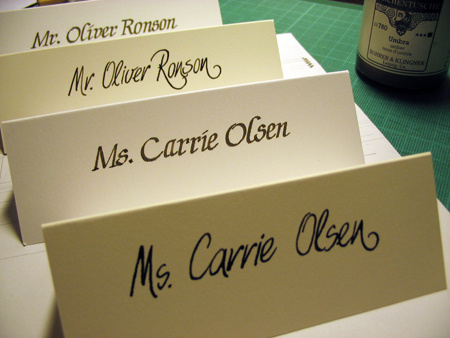 Tischkarten für eine Hochzeitsgesellschaft