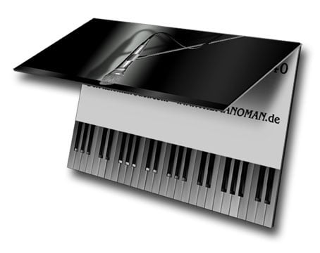 The Piano Man Visitenkarte – halb offen