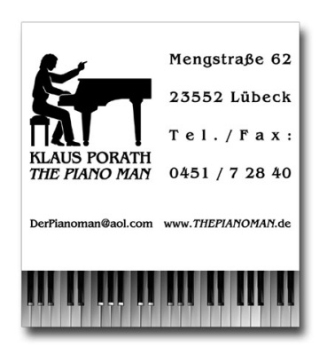 The Piano Man Visitenkarte – offen