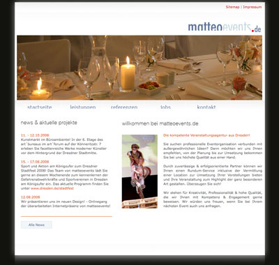 matteoevents -- Relaunch der Webseite für die Eventagentur aus Dresden