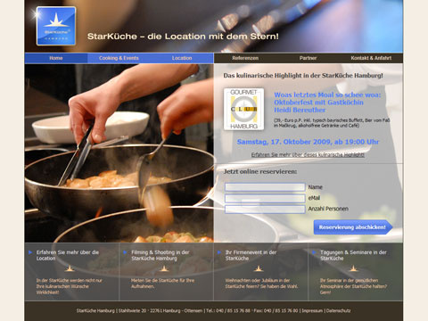 Webseite für Event-Cooking und Mietlocation „StarKüche“