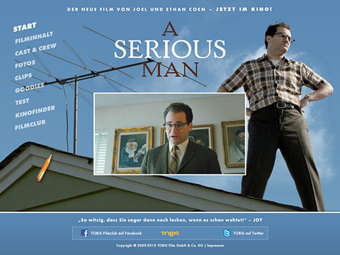 Webseite zum Kinofilm „A Serious Man“ von den Coen-Brüdern