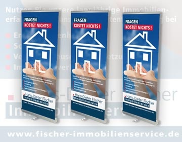 rollup banner für fischer immobilienservice