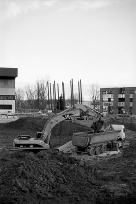 Große Baustelle vor dem Stadthaus