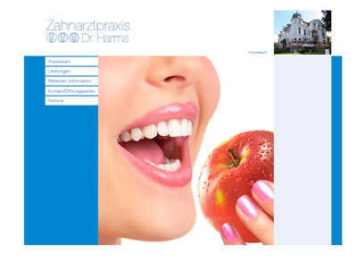 Zahnarzt Dr. Harms, Logo Gestaltung, Webauftritt und flyer