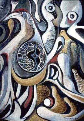 Arche, Öl a. Lw., 100×90 cm, 1996