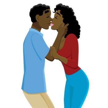 African Couple Kissing