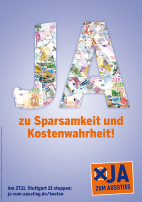 Volksabstimmung zu S21 Kampagne ‚JA‘ / Freie Arbeit mit Textpartner