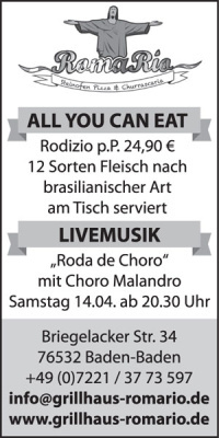 Zeitungsanzeige für ein Event des RomaRio in Baden-Baden
