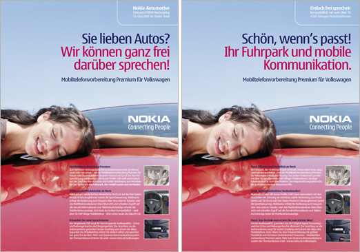 Nokia Automotive – Anzeigen im VW Fleetmagazine