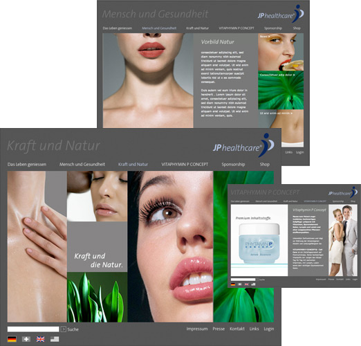 Screendesign für das Portal „JP Healthcare“