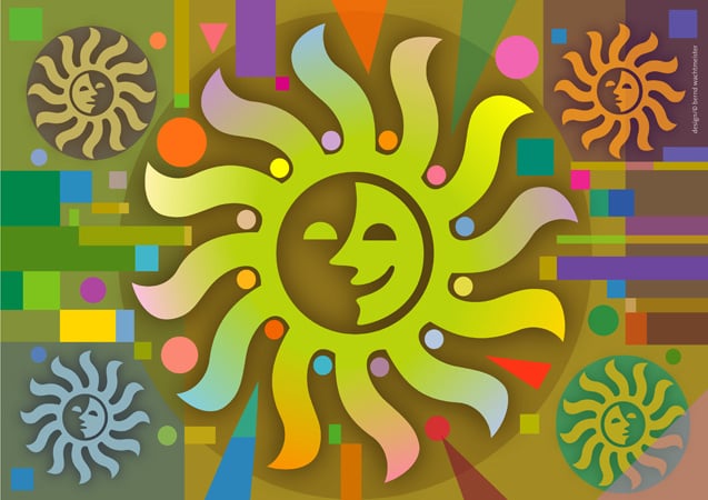 „Fünf Sonnen“- Postkartenmotiv