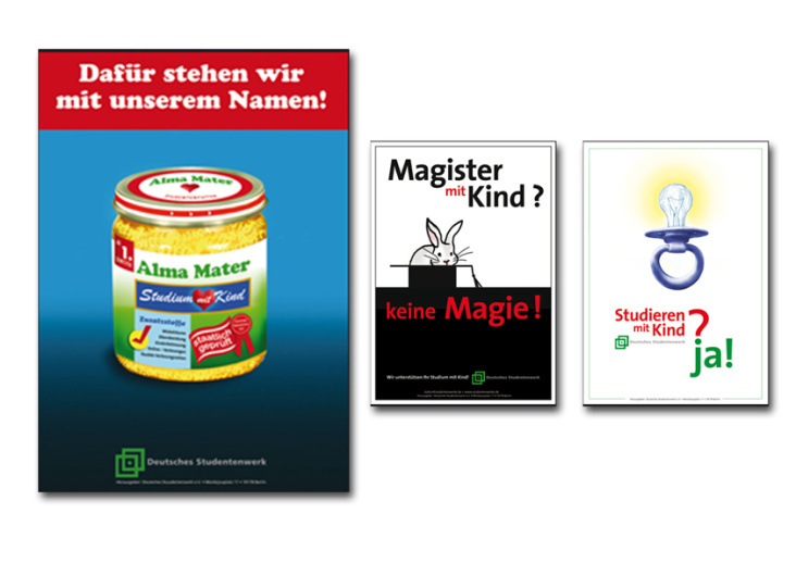 Plakatentwürfe • Wettbewerb des Deutschen Studentenwerks zum Thema „Studieren mit Kind“ (2007)