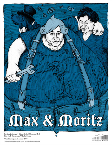 Plakat „Max und Moritz“ für das Nationaltheater Mannheim