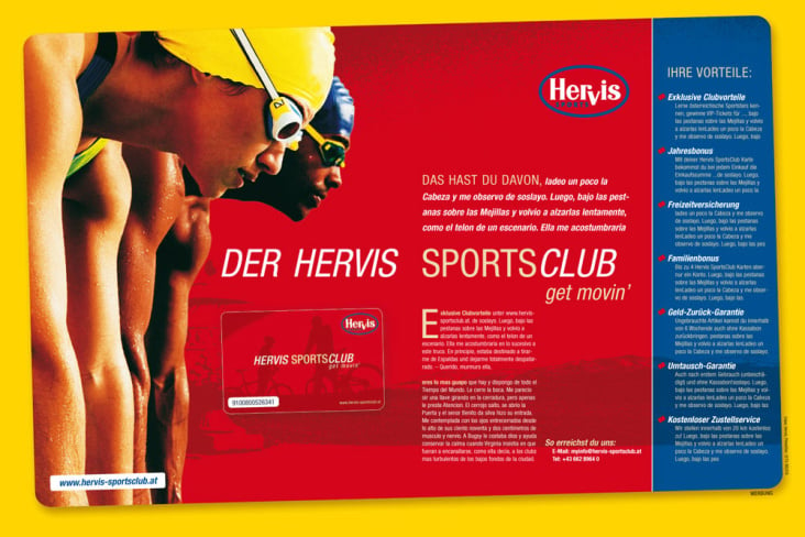 Präsentaion der Hervis Card in Form eines Advertorials gestaltet wie die Kundenkarte – TV-MEDIA