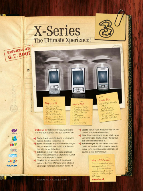 Teaserkampagne für die 3 X-Series Mobiltelefone