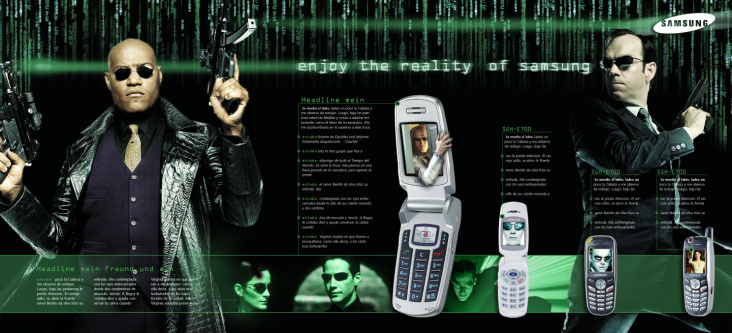 Produktfolder der Samsung Matrix Mobiltelefone