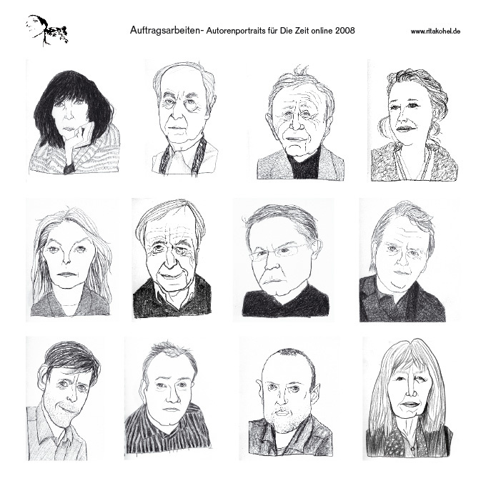 „Autorenportraits“ Illustrationen für Die Zeit online 2008