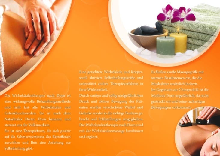 Flyer mit Leistungen und Preisen der Massagepraxis Harald Zimmermann